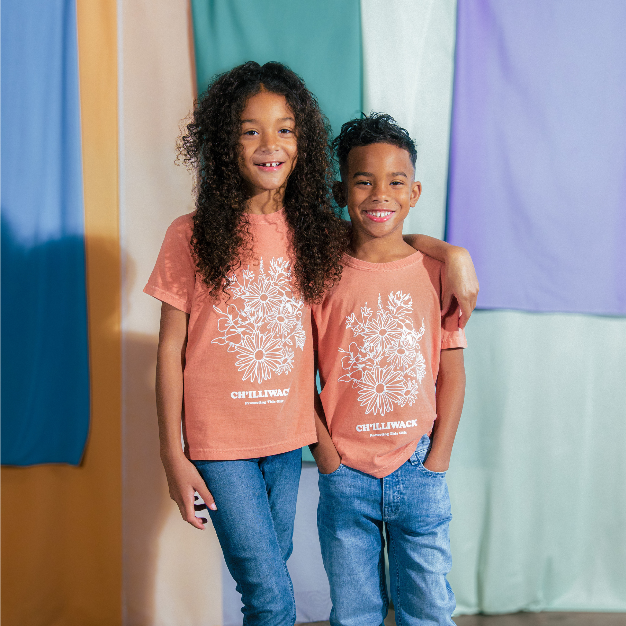 Kids Salmon Wildflower Tee