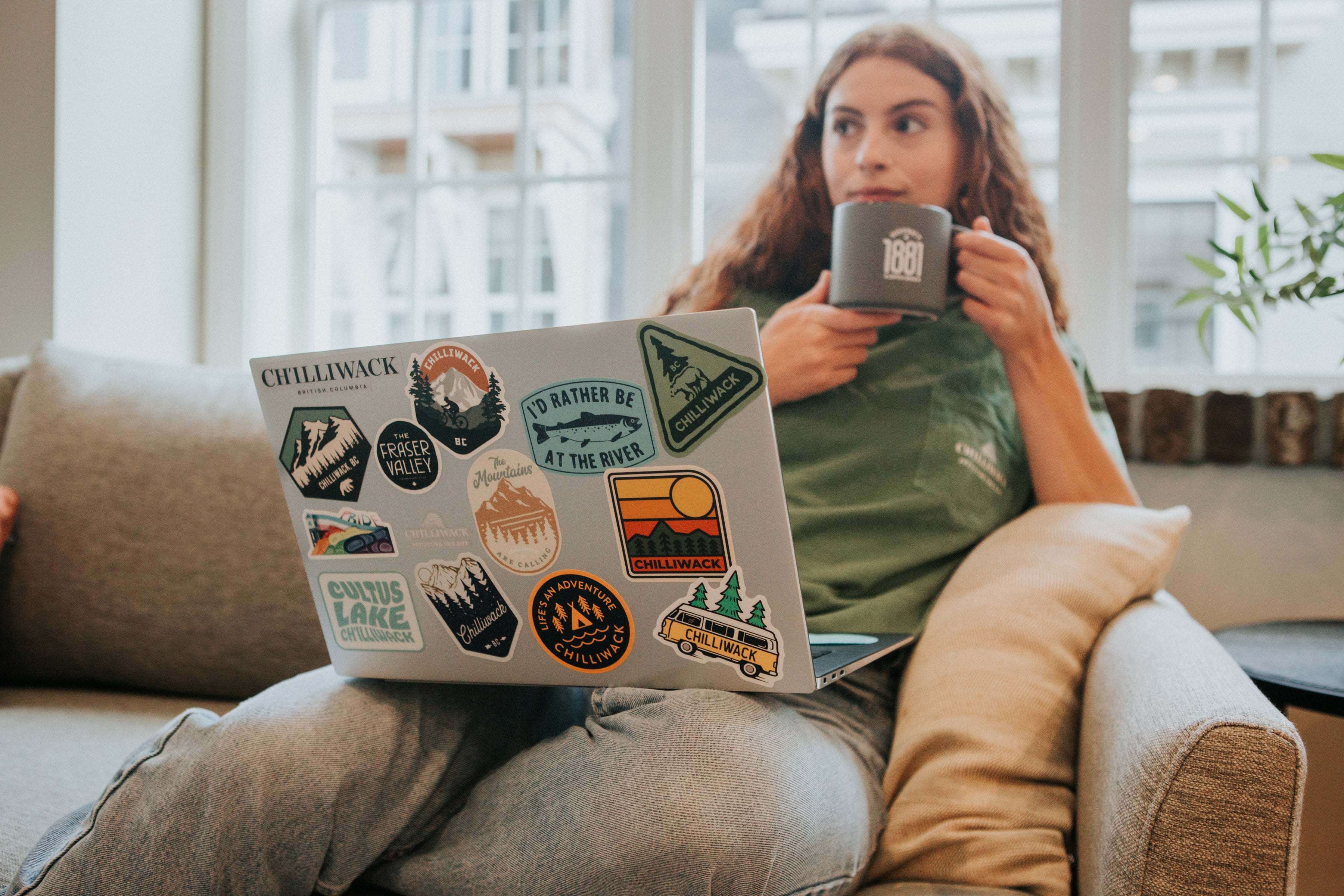 Green Camper Sticker