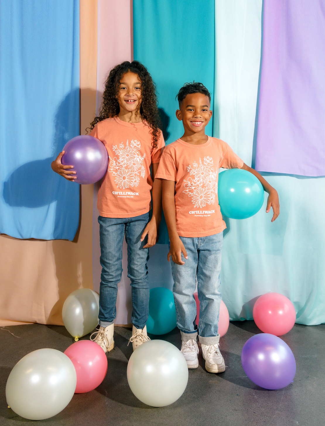 Kids Salmon Wildflower Tee